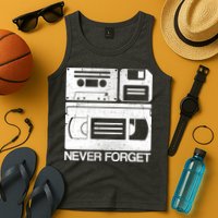 Retro Never Forget Cassette Floppy Disk VHS Tape Tank Top