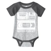 Retro Never Forget Cassette Floppy Disk VHS Tape Infant Baby Jersey Bodysuit