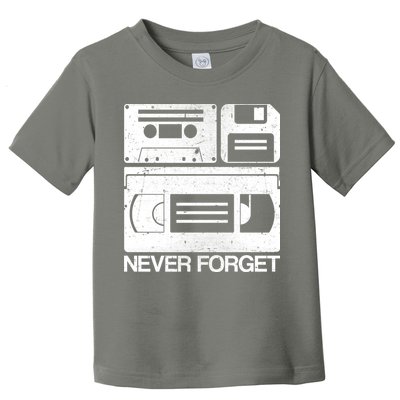 Retro Never Forget Cassette Floppy Disk VHS Tape Toddler T-Shirt