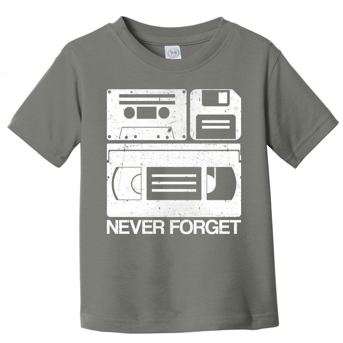 Retro Never Forget Cassette Floppy Disk VHS Tape Toddler T-Shirt