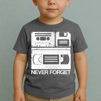 Retro Never Forget Cassette Floppy Disk VHS Tape Toddler T-Shirt