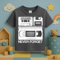 Retro Never Forget Cassette Floppy Disk VHS Tape Toddler T-Shirt