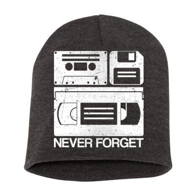 Retro Never Forget Cassette Floppy Disk VHS Tape Short Acrylic Beanie
