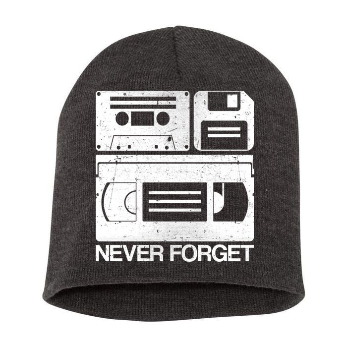 Retro Never Forget Cassette Floppy Disk VHS Tape Short Acrylic Beanie