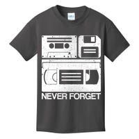 Retro Never Forget Cassette Floppy Disk VHS Tape Kids T-Shirt