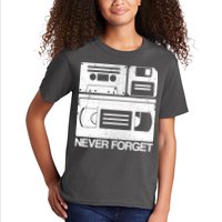 Retro Never Forget Cassette Floppy Disk VHS Tape Kids T-Shirt