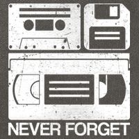 Retro Never Forget Cassette Floppy Disk VHS Tape Cotton Canvas Backpack