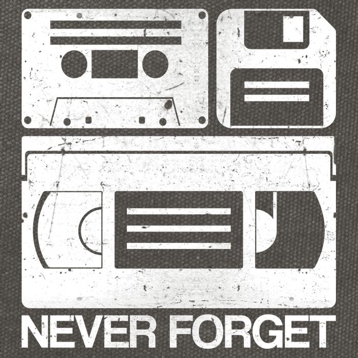 Retro Never Forget Cassette Floppy Disk VHS Tape Cotton Canvas Backpack