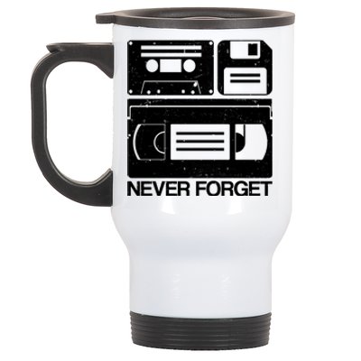 Retro Never Forget Cassette Floppy Disk VHS Tape Stainless Steel Travel Mug