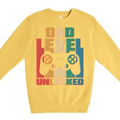 Retro New Dad Level Unlocked Video Gamer Premium Crewneck Sweatshirt