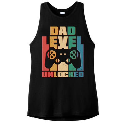 Retro New Dad Level Unlocked Video Gamer Ladies PosiCharge Tri-Blend Wicking Tank