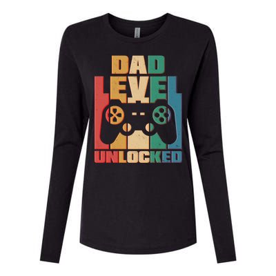 Retro New Dad Level Unlocked Video Gamer Womens Cotton Relaxed Long Sleeve T-Shirt