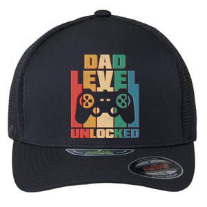 Retro New Dad Level Unlocked Video Gamer Flexfit Unipanel Trucker Cap