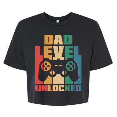 Retro New Dad Level Unlocked Video Gamer Bella+Canvas Jersey Crop Tee