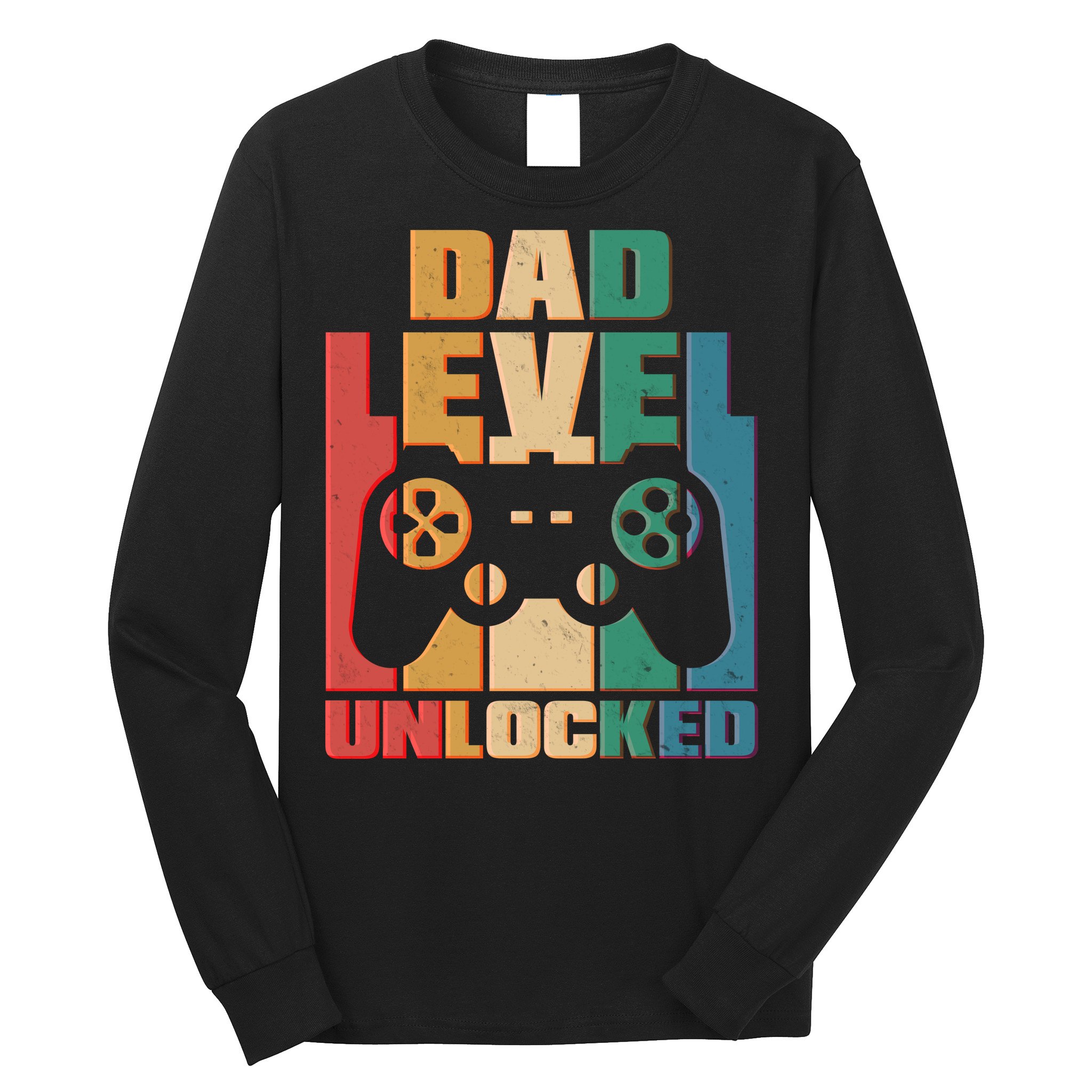 Retro New Dad Level Unlocked Video Gamer Long Sleeve Shirt