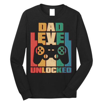 Retro New Dad Level Unlocked Video Gamer Long Sleeve Shirt