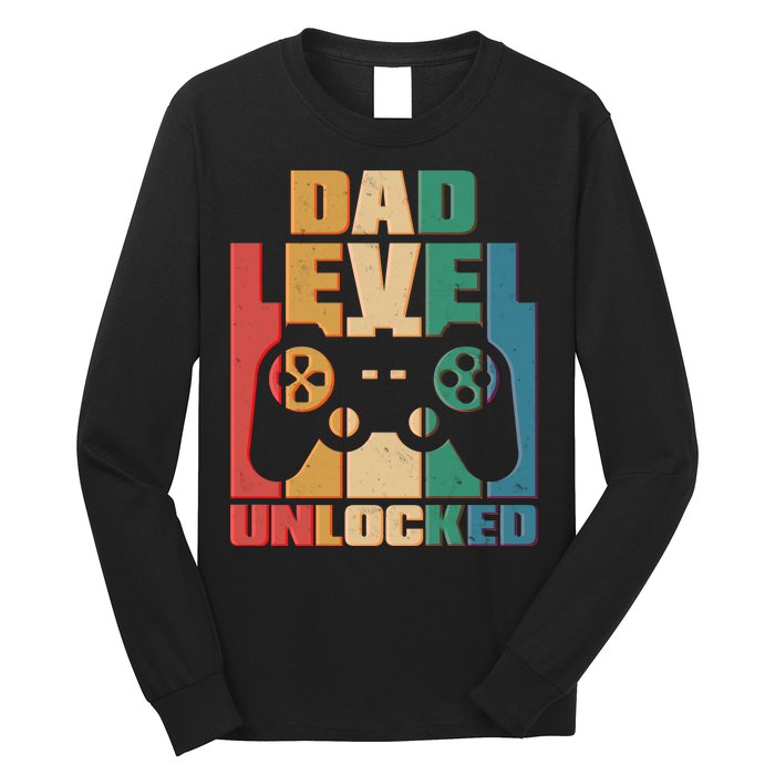 Retro New Dad Level Unlocked Video Gamer Long Sleeve Shirt