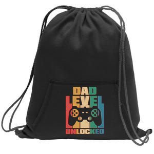 Retro New Dad Level Unlocked Video Gamer Sweatshirt Cinch Pack Bag