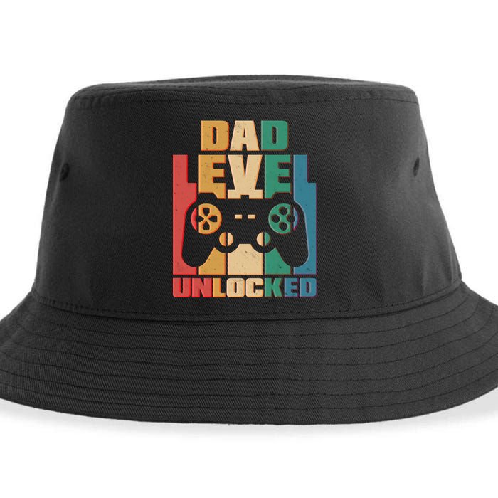 Retro New Dad Level Unlocked Video Gamer Sustainable Bucket Hat