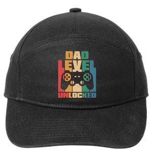 Retro New Dad Level Unlocked Video Gamer 7-Panel Snapback Hat