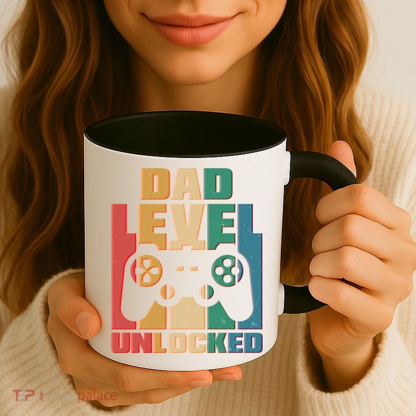 Retro New Dad Level Unlocked Video Gamer Mug