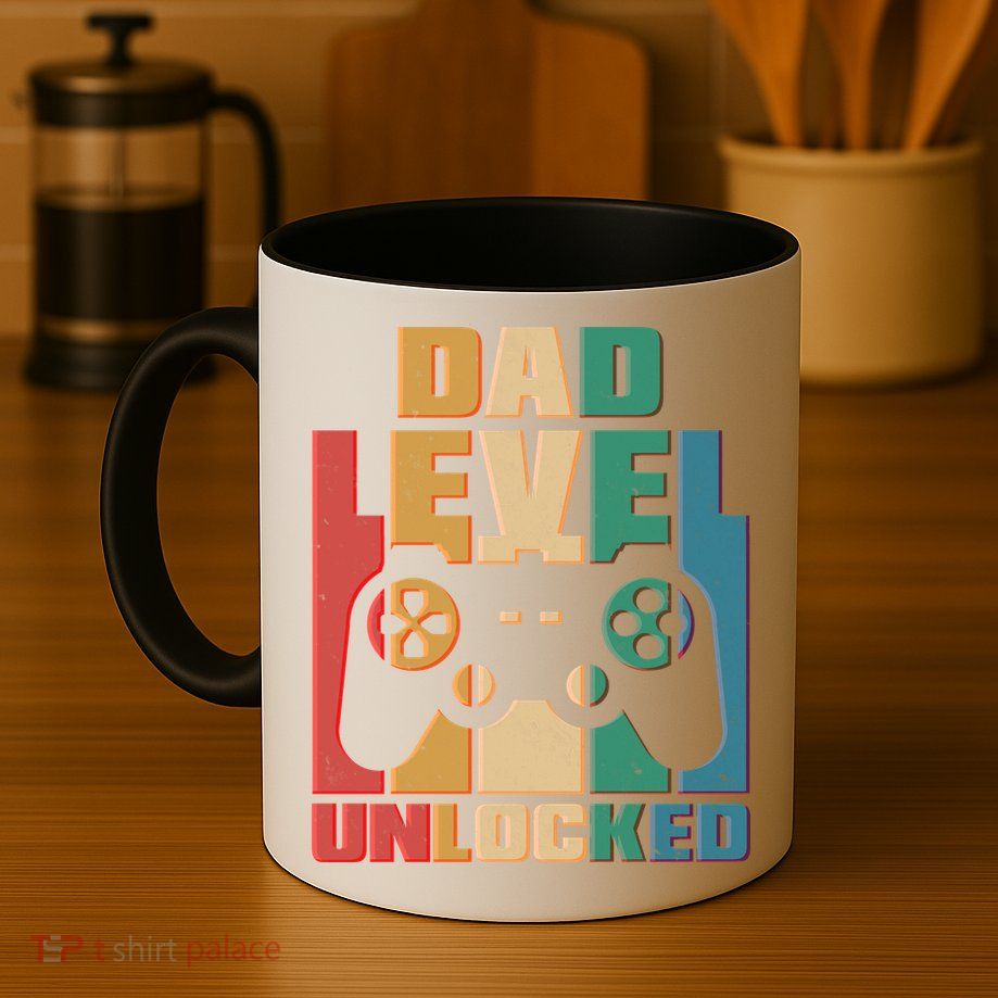 Retro New Dad Level Unlocked Video Gamer Mug