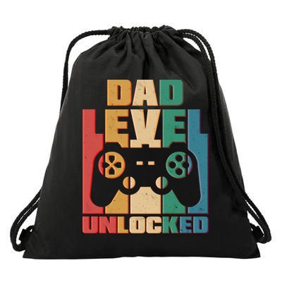 Retro New Dad Level Unlocked Video Gamer Drawstring Bag