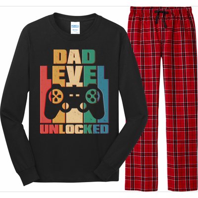 Retro New Dad Level Unlocked Video Gamer Long Sleeve Pajama Set