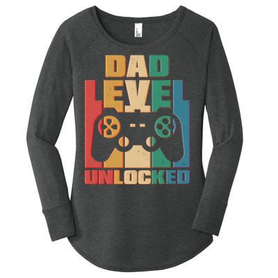 Retro New Dad Level Unlocked Video Gamer Women's Perfect Tri Tunic Long Sleeve Shirt