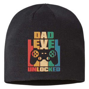 Retro New Dad Level Unlocked Video Gamer Sustainable Beanie