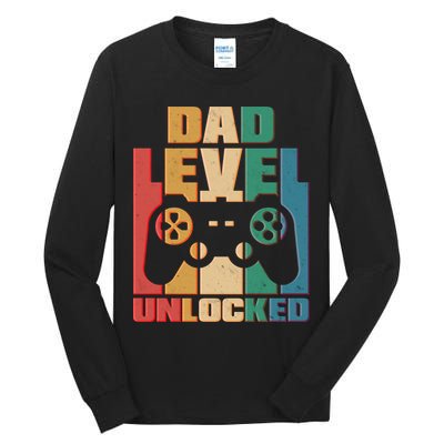 Retro New Dad Level Unlocked Video Gamer Tall Long Sleeve T-Shirt