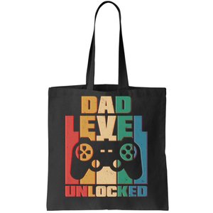 Retro New Dad Level Unlocked Video Gamer Tote Bag