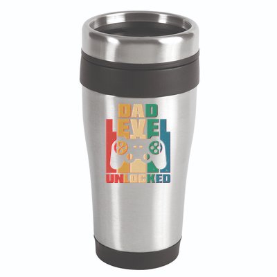 Retro New Dad Level Unlocked Video Gamer 16oz Travel Tumbler