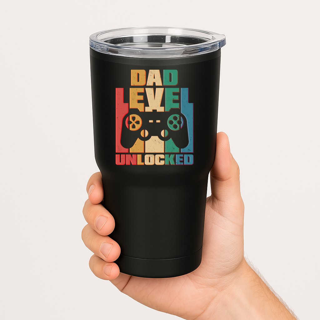 Retro New Dad Level Unlocked Video Gamer Tumbler