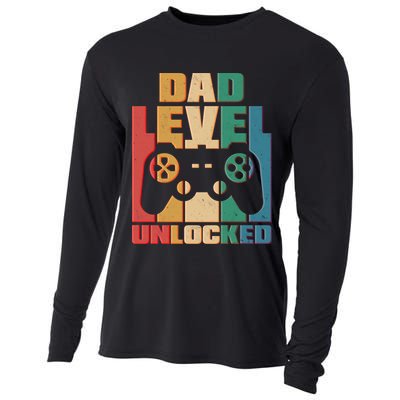 Retro New Dad Level Unlocked Video Gamer Cooling Performance Long Sleeve Crew