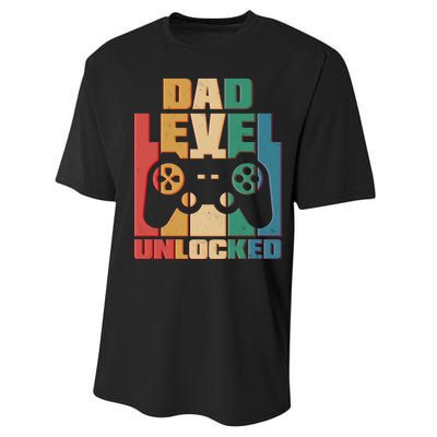 Retro New Dad Level Unlocked Video Gamer Performance Sprint T-Shirt