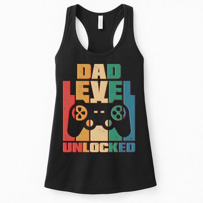 Retro New Dad Level Unlocked Video Gamer Womens Tank Top