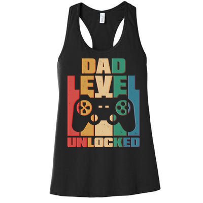 Retro New Dad Level Unlocked Video Gamer Women's Racerback Tank