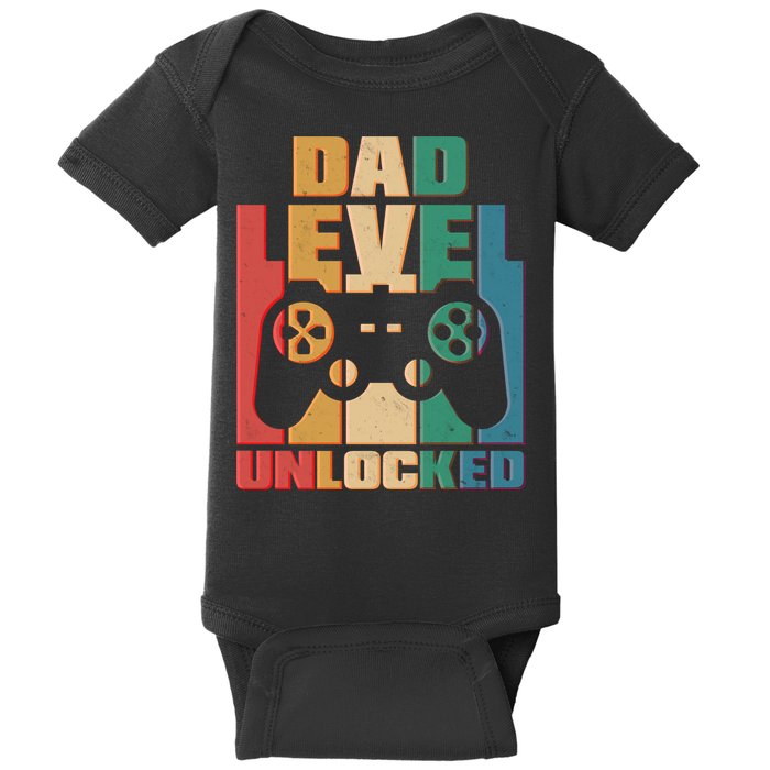 Retro New Dad Level Unlocked Video Gamer Baby Bodysuit
