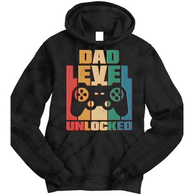 Retro New Dad Level Unlocked Video Gamer Tie Dye Hoodie