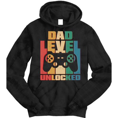 Retro New Dad Level Unlocked Video Gamer Tie Dye Hoodie