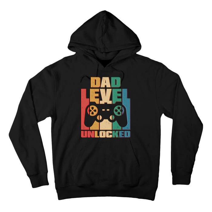 Retro New Dad Level Unlocked Video Gamer Tall Hoodie