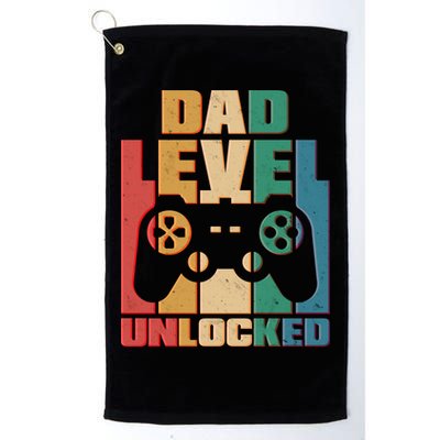 Retro New Dad Level Unlocked Video Gamer Golf Towel