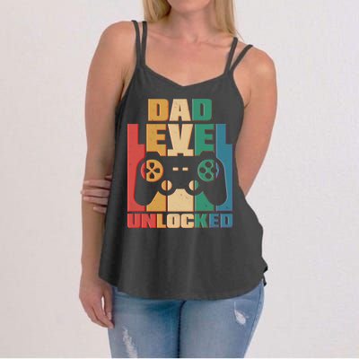 Retro New Dad Level Unlocked Video Gamer Women's Strappy Tank