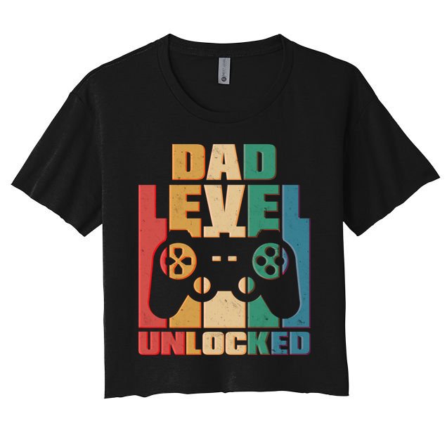 Retro New Dad Level Unlocked Video Gamer Crop Top