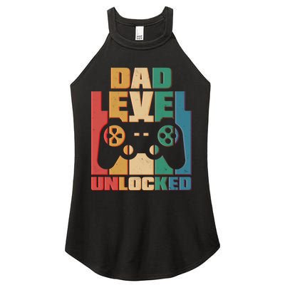 Retro New Dad Level Unlocked Video Gamer Women's Perfect Tri Rocker Tank