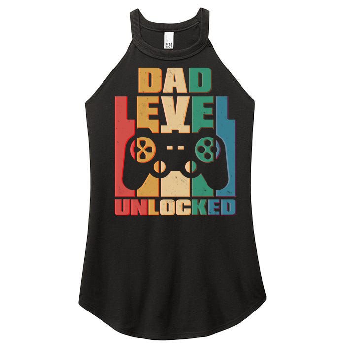 Retro New Dad Level Unlocked Video Gamer Women's Perfect Tri Rocker Tank