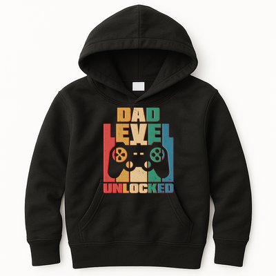 Retro New Dad Level Unlocked Video Gamer Kids Hoodie