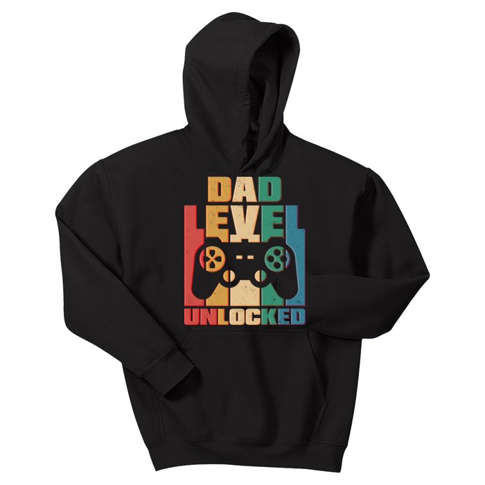 Retro New Dad Level Unlocked Video Gamer Kids Hoodie