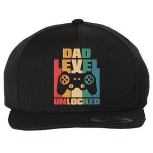 Retro New Dad Level Unlocked Video Gamer Wool Snapback Cap